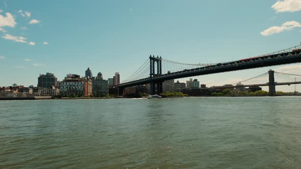 Wide View of Washington Bridge in New York at Sunset