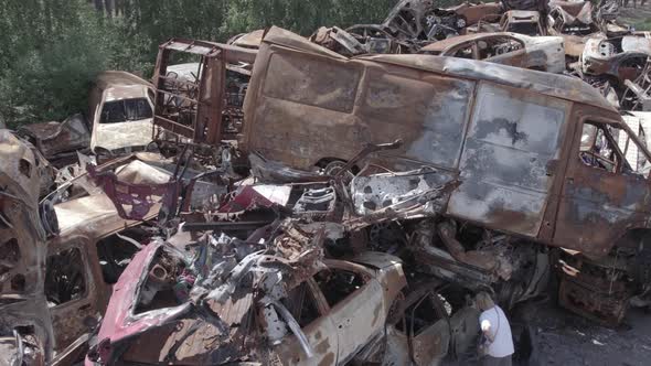 Wardestroyed Cars in Irpin Bucha District Ukraine