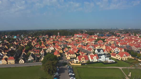 Aerial View of the Beautiful Small Yellow Rustic Houses