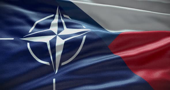 Czech Republic and NATO waving flag animation 4K