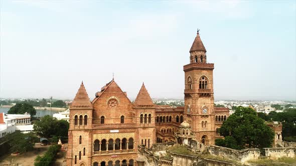 Aerial view of Indian Palace, A landscape view of prayg fort, a UNESCO world heritage site, Gujarat,