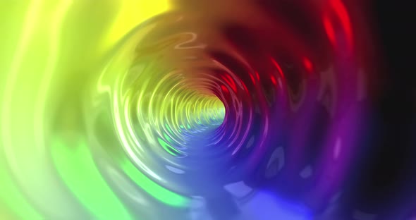 Light at the End of the Tunnel Flying Deep Into the Colorful Rainbow Tunnel