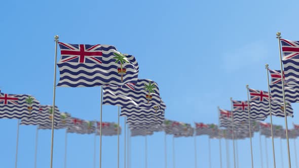 British Indian Ocean Territory Row Of Flags 3D Animation