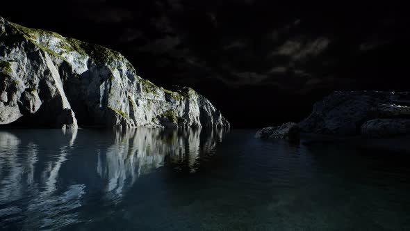 Fjord with Dark Storm Clouds