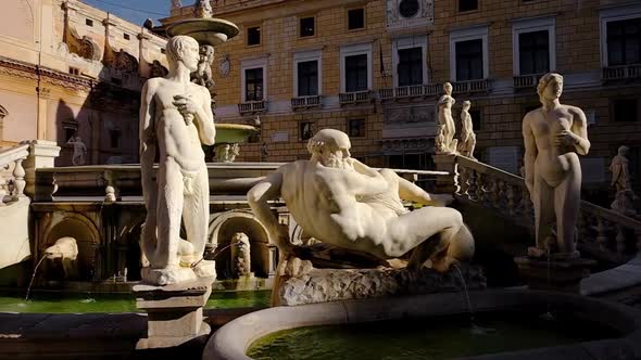 The Praetorian Fountain or Fontana Pretoria in Palermo, Sicily, Italy