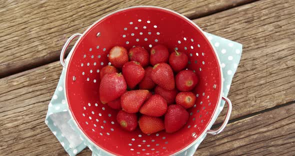 Overhead of fresh strawberries in bowl