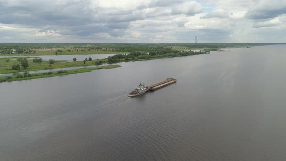 Barge on the River Volga