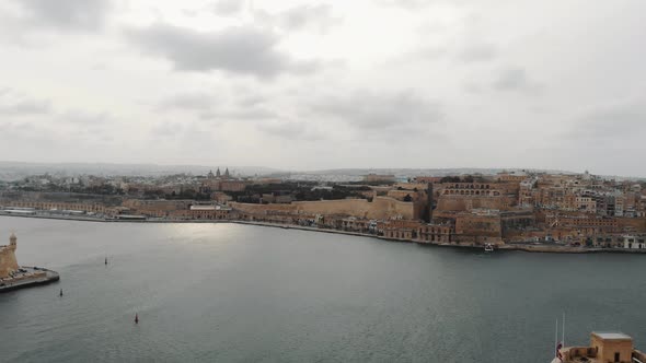 Panoramic shot of Three Cities over the Grand Harbor overlooking Valletta, the capital city of Malta