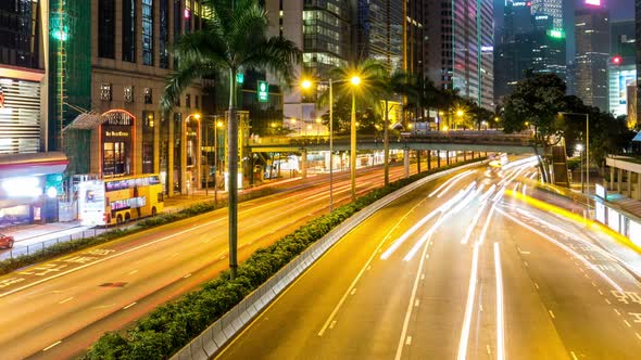 Traffic in Hong Kong at night