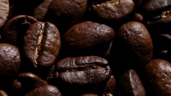 Aroma of Coffee Beans. Rotating. Close Up.