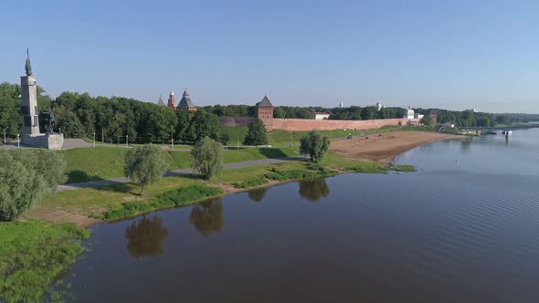 Aerial of Sophia Cathedral and Novgorod Kremlin