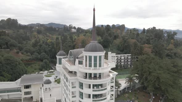 Tsikhisdziri, Georgia - November 8 2021: Aerial view of Castello Mare Hotel