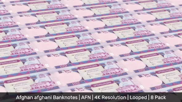 Afghanistan Banknotes Money / Afghan afghani ؋ / Currency Af / AFN / 8 Pack - 4K