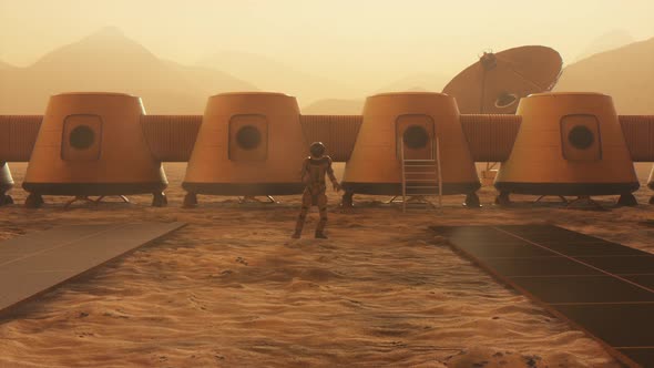 Astronaut on the Planet Mars Performing a Dance at His Base