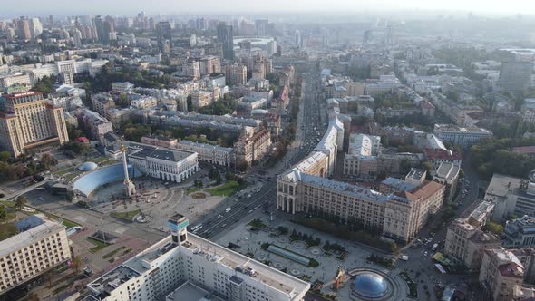 Cityscape of Kyiv, Ukraine. Aerial View, Slow Motion