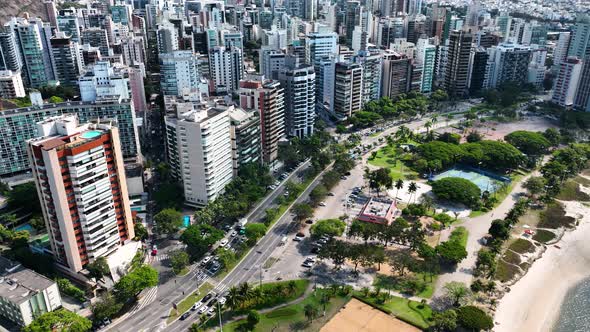 Aerial cityscape of downtown Vitoria Espirito Santo Brazil.