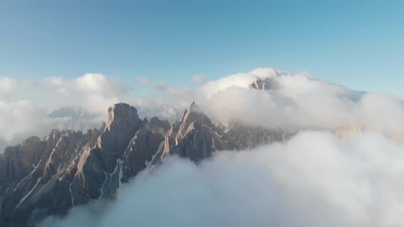 Aerial Fly Over Dolomites Mountains in Italy South Tyrol