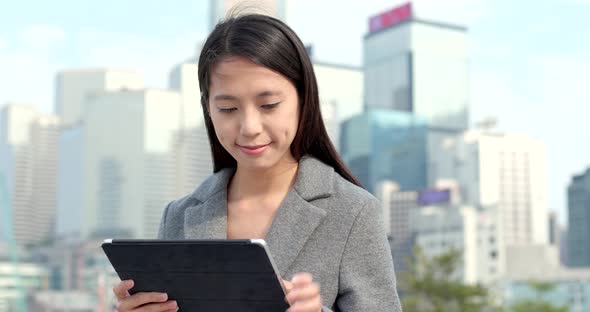 Business woman work on tablet computer