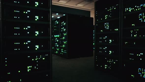 Modern Server Room with Supercomputers Light alt