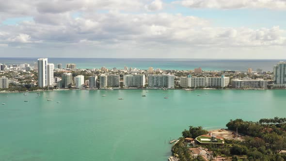 Residential Condominiums Along Biscayne Bay In Miami Beach