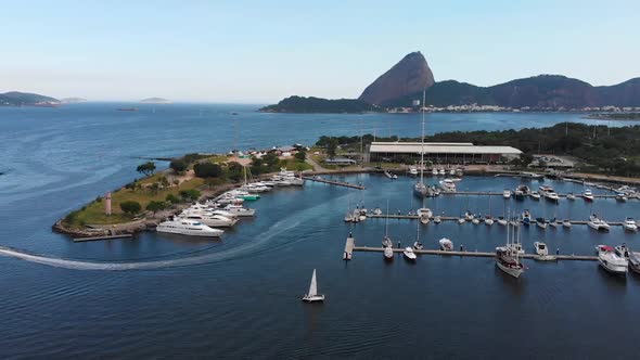 Guanabara Bay, Yachts Marina, the Sugarloaf Mountain (Rio De Janeiro, Brazil) Aerial View, footage