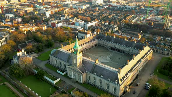 Aerial view over Dublin capital city