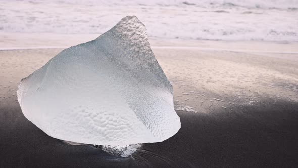 Ice on Diamond Beach Near Glacier Lagoon of Iceland