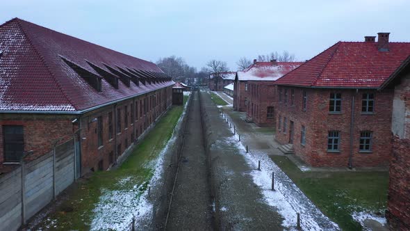 Aerial View of Auschwitz Birkenau a Concentration Camp in Poland