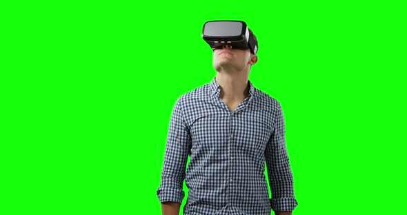 Young man in VR headset