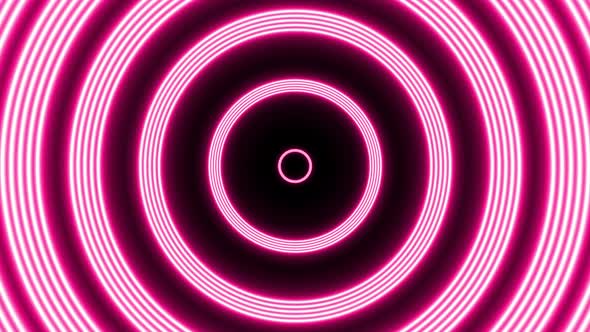 Abstract background with animation of flight in futuristic tunnel with group of red neon circles