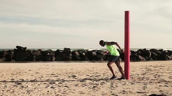 Man running on the beach