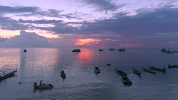 White Boat At Sunset