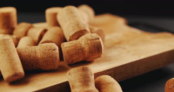 Wine Corks on an Old Vintage Wooden Board