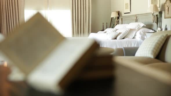 Books lying in bedroom