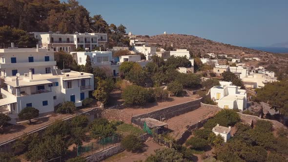 Aerial Drone Tracking Shot of the Picturesque Village of Lefkes Greece