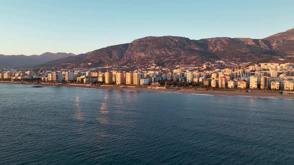 View of the city of Alanya aerial view 4 K