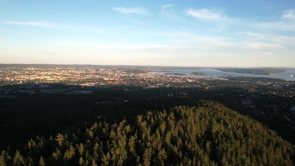 Vettakollen Oslo Norway aerial drone shot 4k