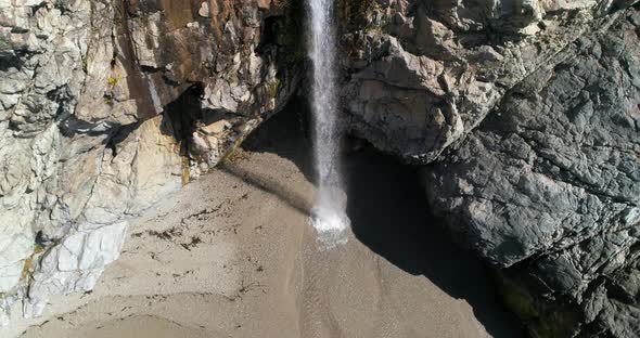 Aerial view of Water Fall McWay Falls Julia Pfeiffer Burns Park Big Sur California