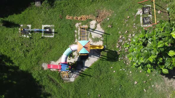 Aerial ascending look down playground