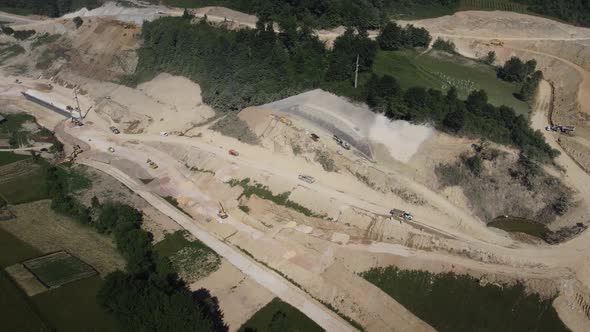 Aerial Shot New Road or Highway Construction Site 4K - V18