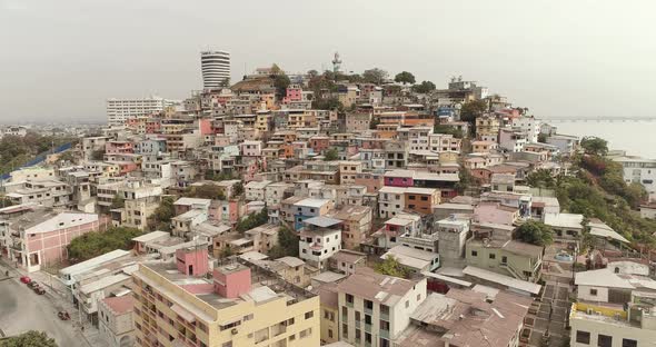 Aerial view Santa Ana Hill in Guayaquil city Ecuador