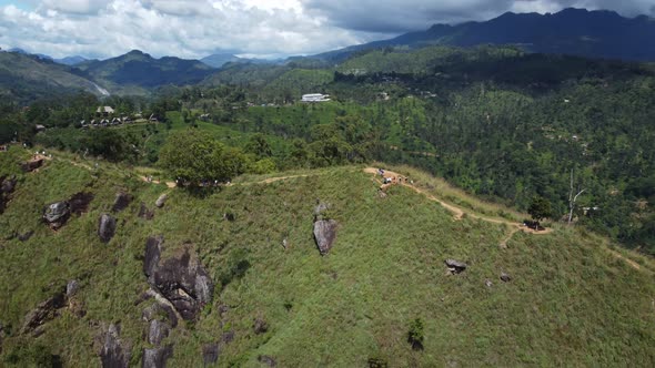 Little Adam's Peak mountain in Ella, Sri Lanka, Aerial 4K