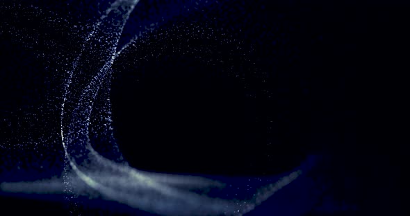 Abstract blue wave particle over dark background, digital technology and innovation concept, 4k clip