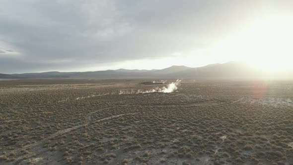 Natural Volcanic Thermal Hot Springs on Desert