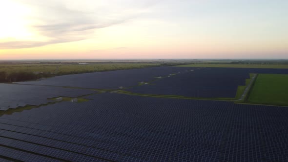 Aerial Top View of a Solar Panels Power Plant