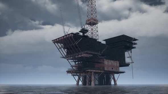 Large Pacific Ocean Offshore Oil Rig Drilling Platform