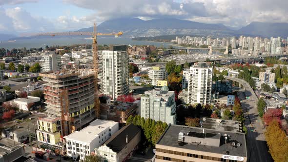 Aerial view of the downtown Vancouver skyline in British Columbia, Canada