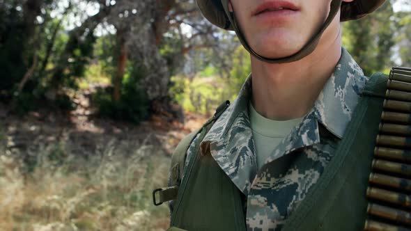 Portrait of confident military soldier