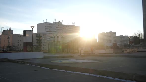 Sunrise on urban view (Paris - Olympiades, France)