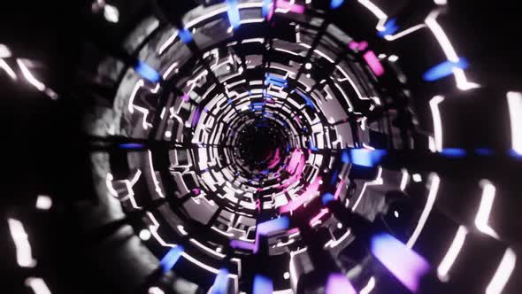 Seamlessly Looped Abstract Technology Concept Circular Tunnel Background